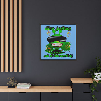 disc jockey - framed canvas art (light blue)