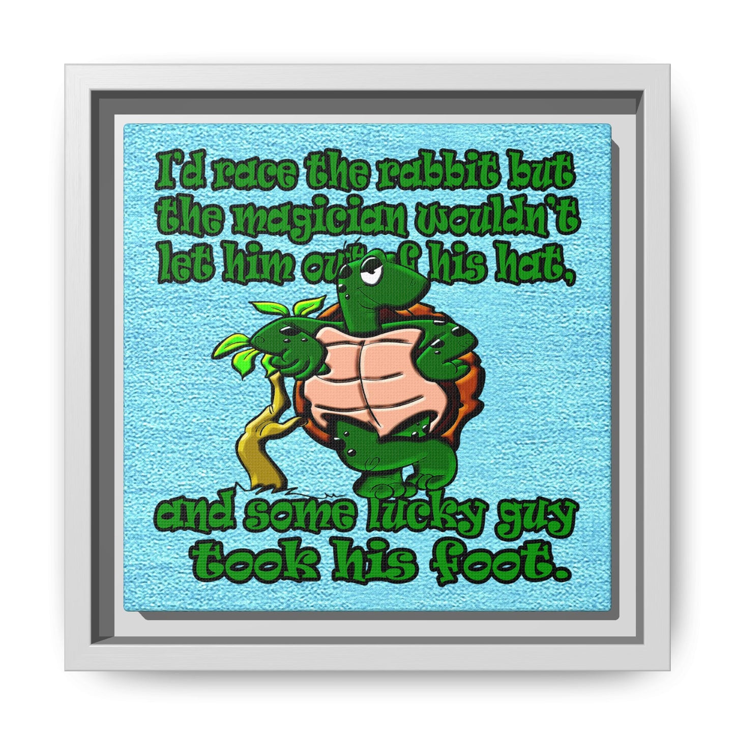 turtle race - framed canvas art (faded blue)