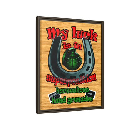 my luck - framed canvas art (butterscotch wood finish)