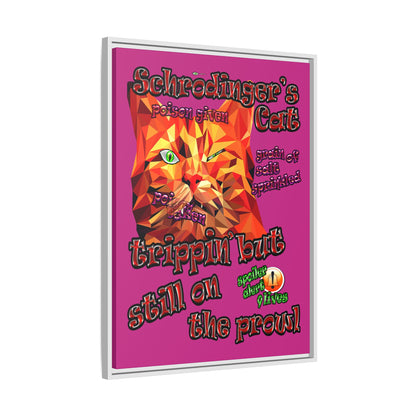 schrodinger's cat - framed canvas art (pink)