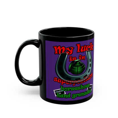 my luck - Black Mug (purple)