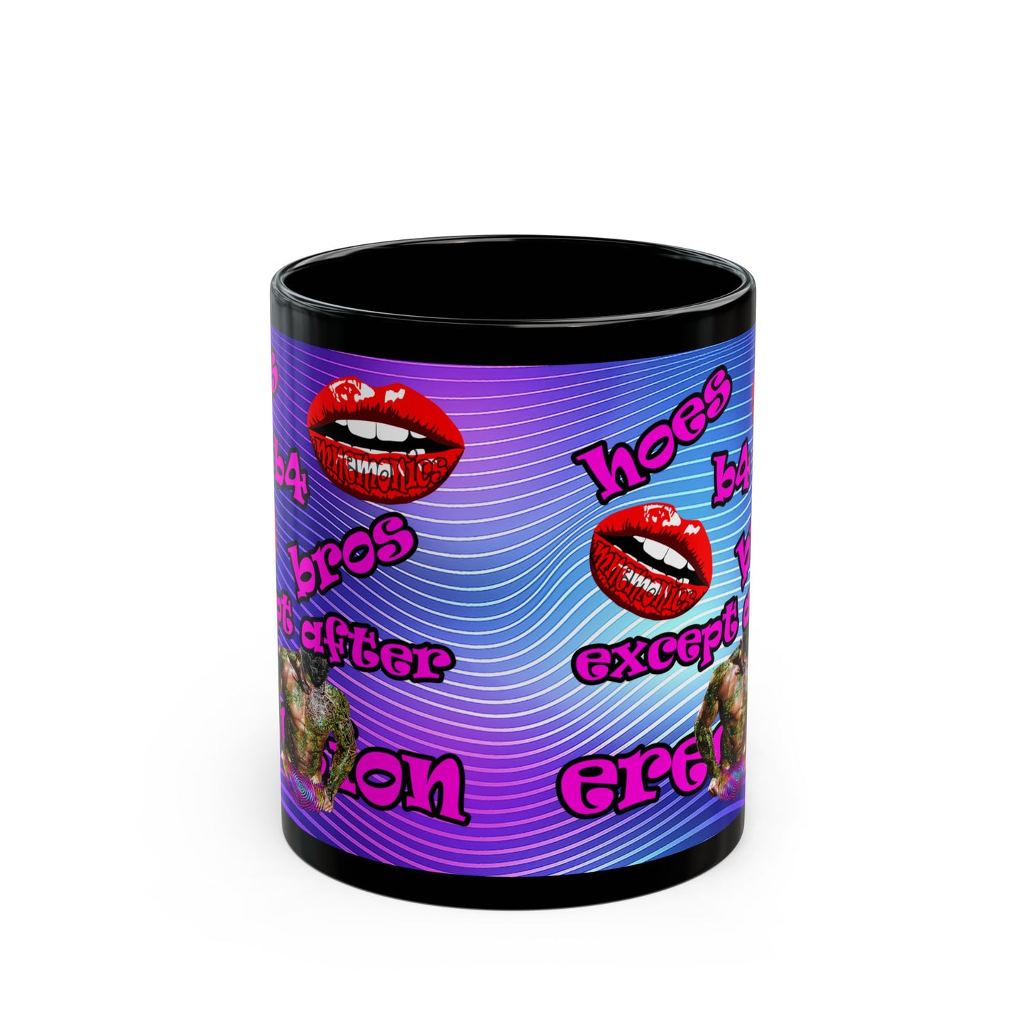 hoes b4 bros - Black Mug (purple wave)