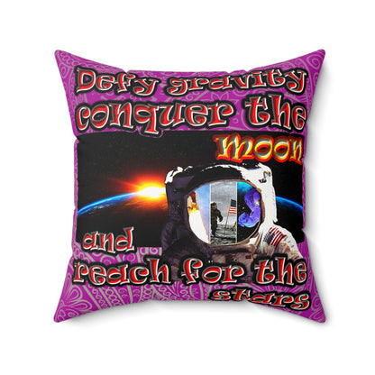 defy conquer reach - Faux Suede Square Pillow - (pink swirl)