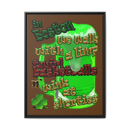 celtics logo - framed canvas art (brown)