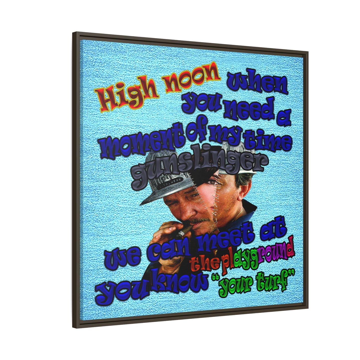 high noon - framed canvas art (faded blue)