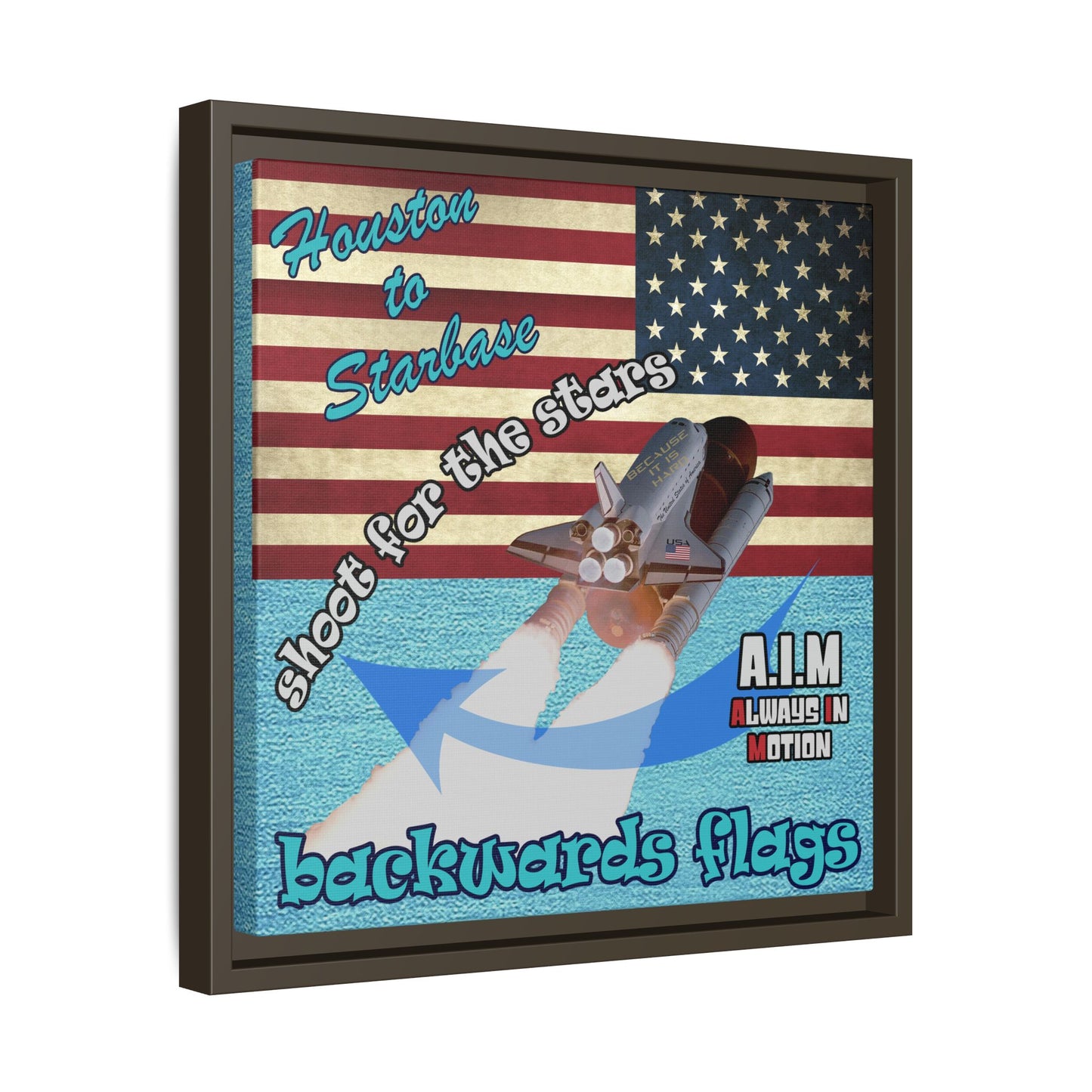 shoot for the stars - framed canvas art (faded blue)