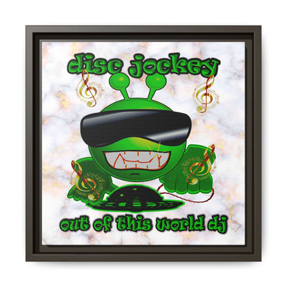 disc jockey - framed canvas art (white marble)