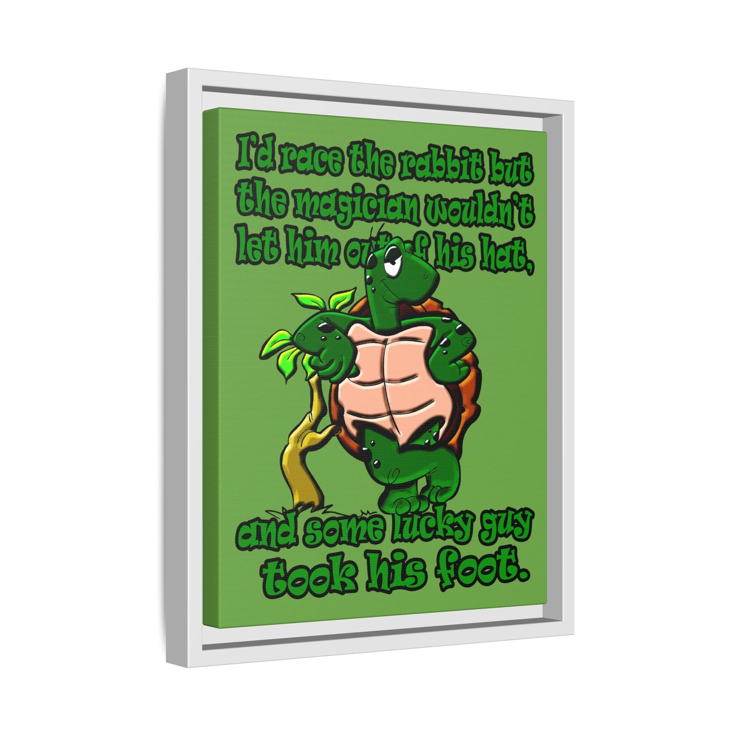 turtle race - framed canvas art (green)