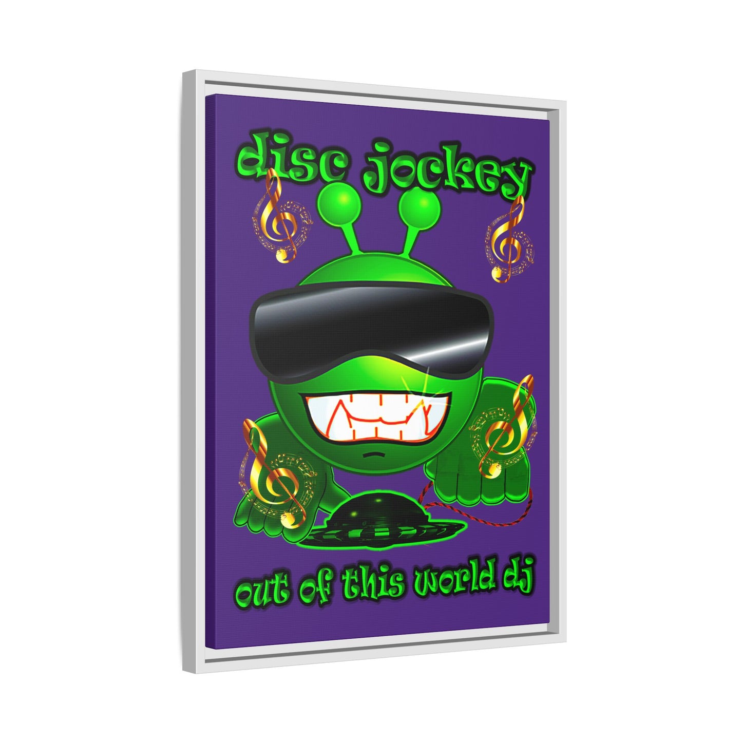 disc jockey - framed canvas art (purple)