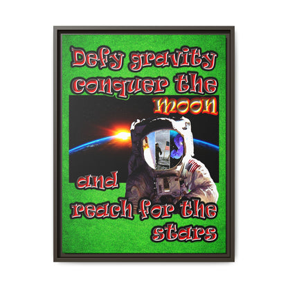 defy conquer reach - framed canvas art (green turf)