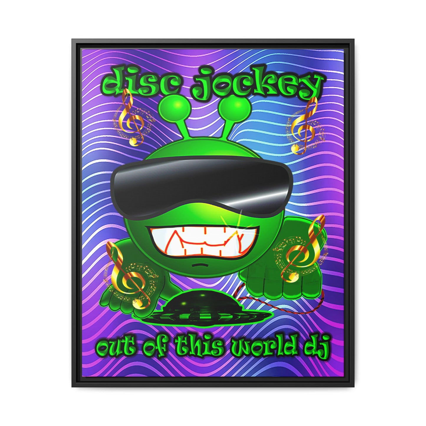 disc jockey - framed canvas art (purple wave)