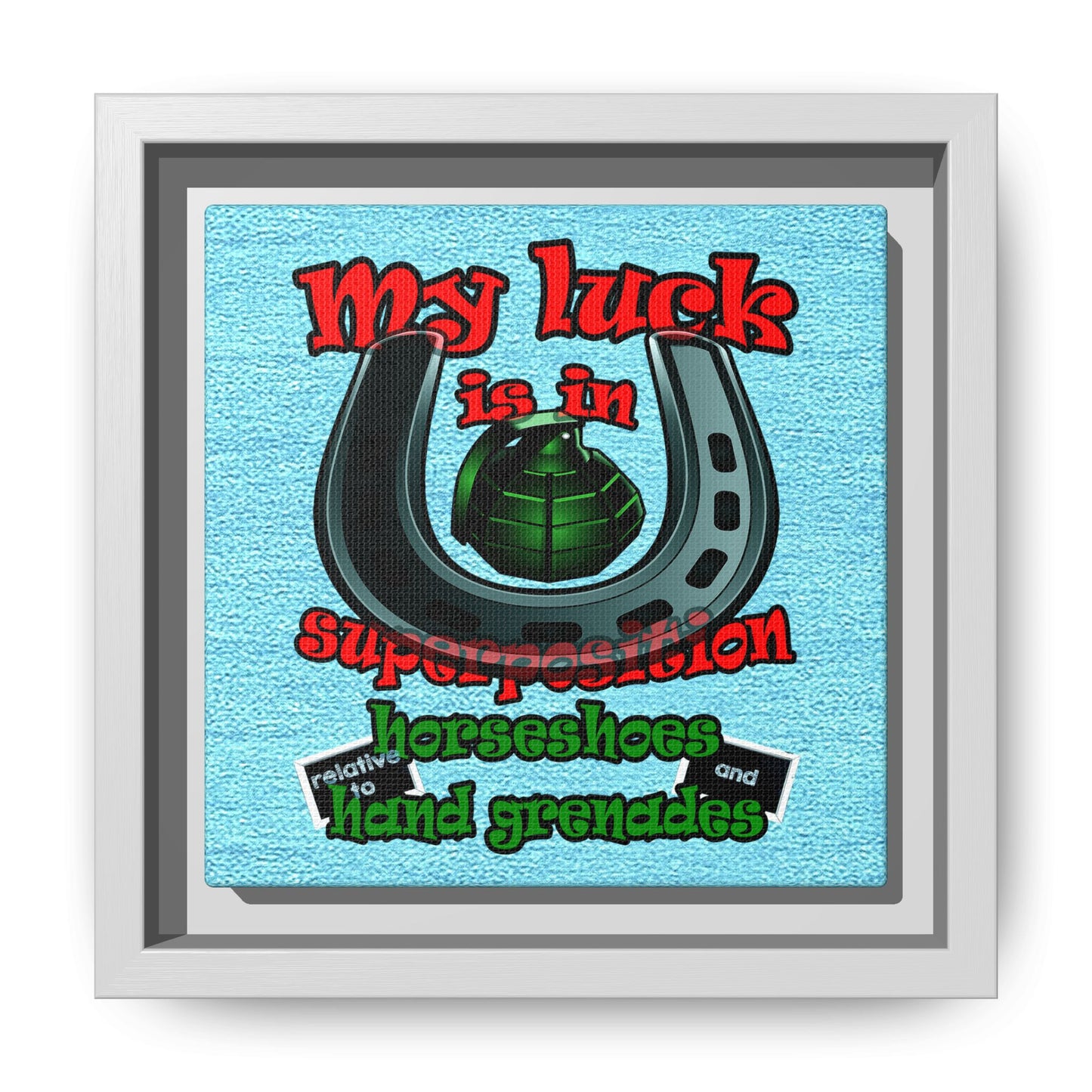 my luck - framed canvas art (faded blue)