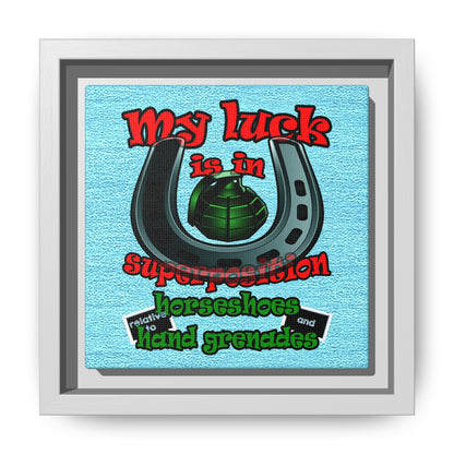 my luck - framed canvas art (faded blue)