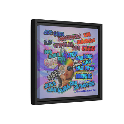 drop the beat - framed canvas art (light blue-pink wave)