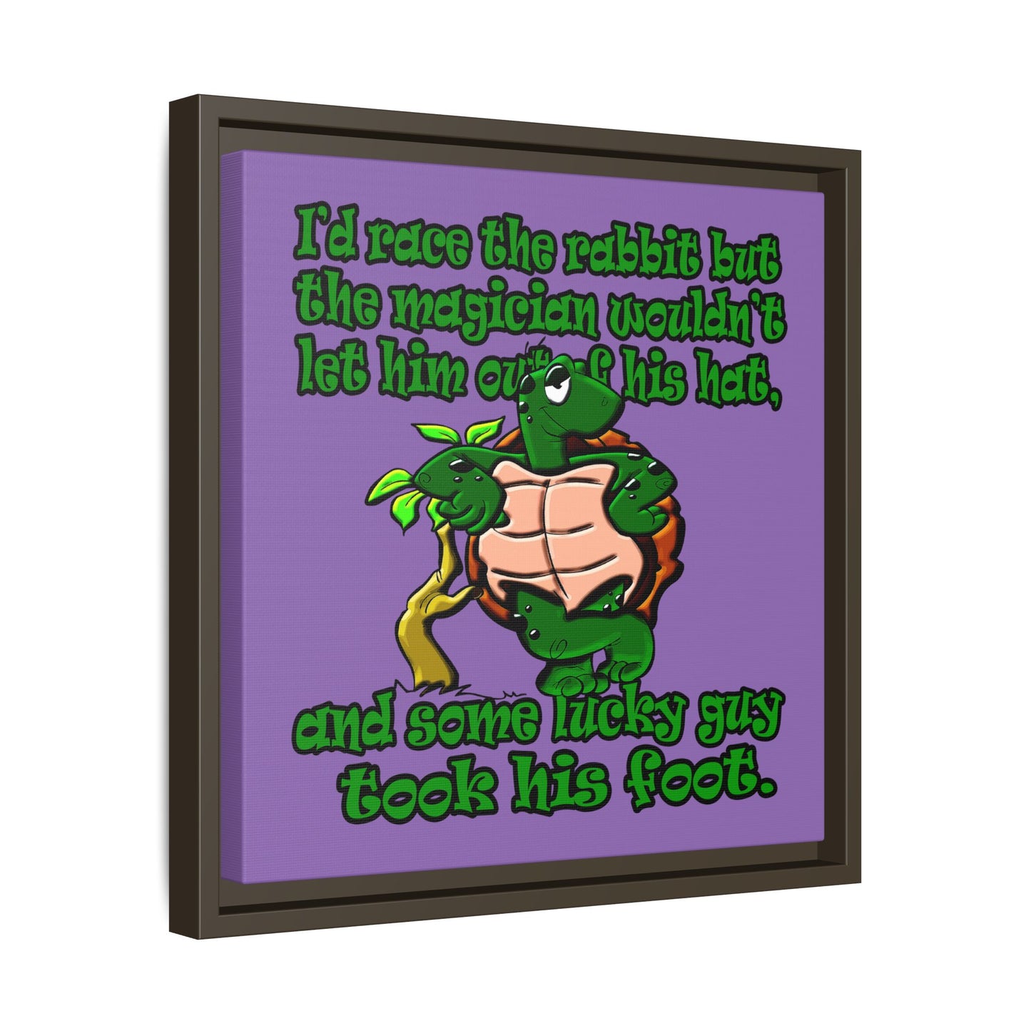turtle race - framed canvas art (light purple)