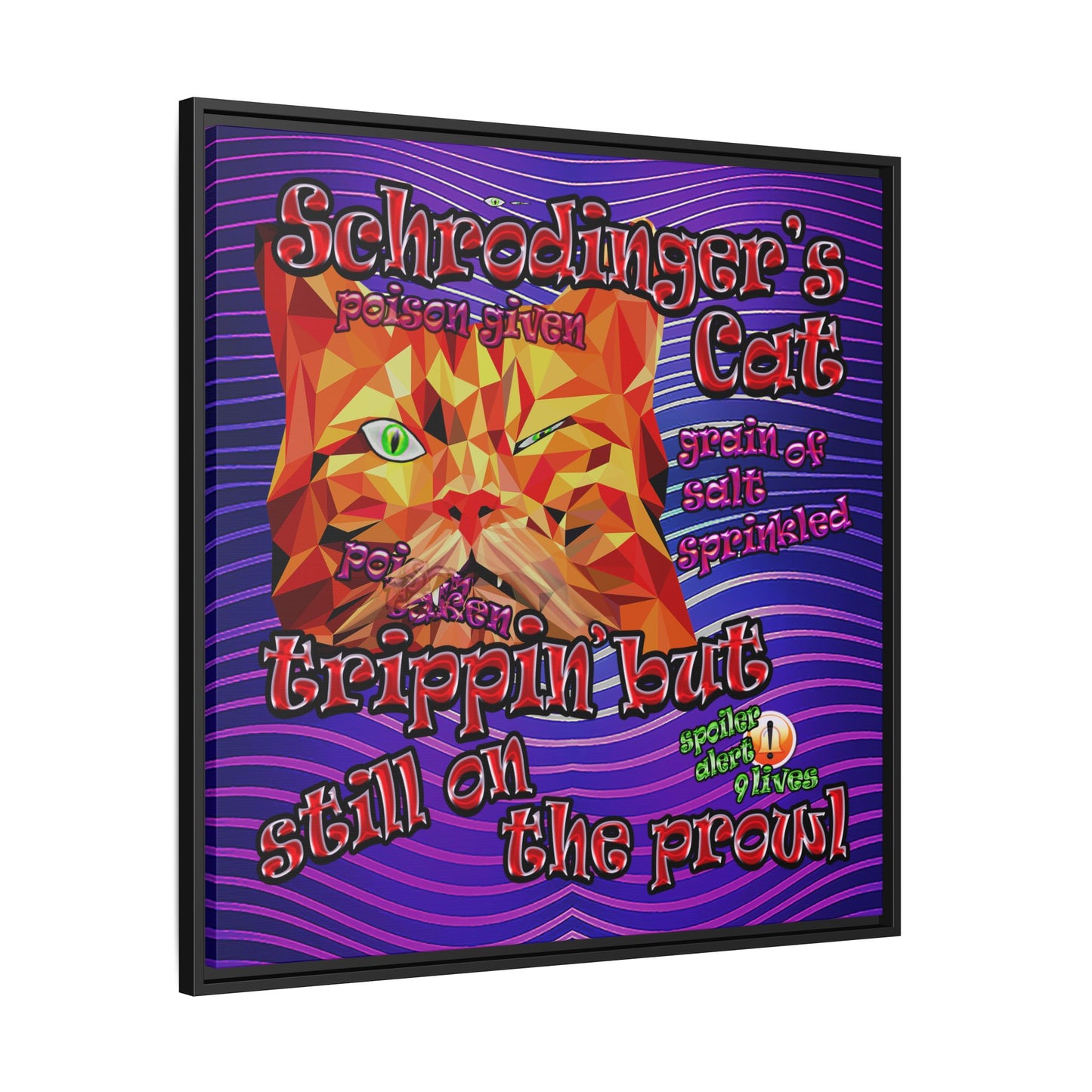 schrodinger's cat - framed canvas art (purple wave)