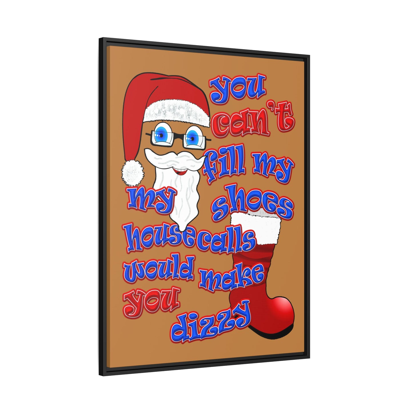santa's shoes - framed canvas art (light brown)