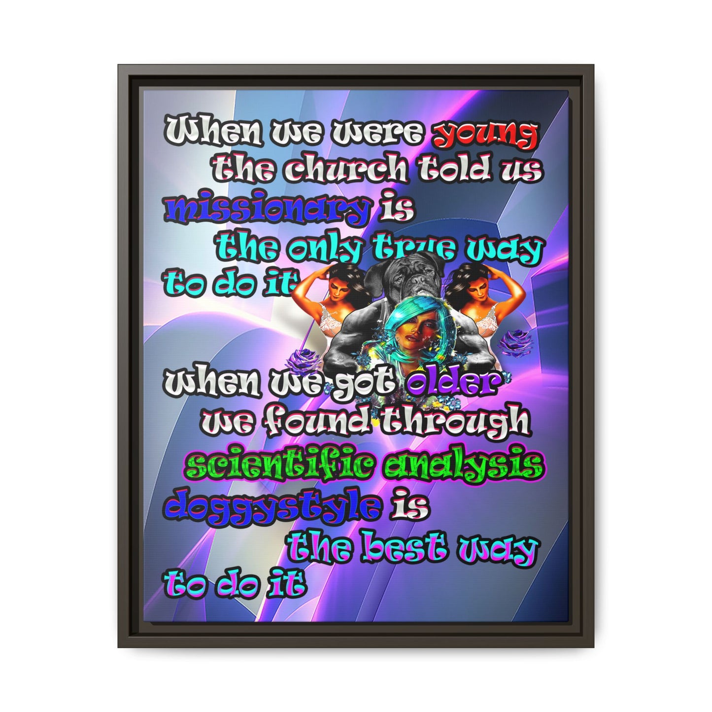 doggystyle - framed canvas art (grey-pink wave)