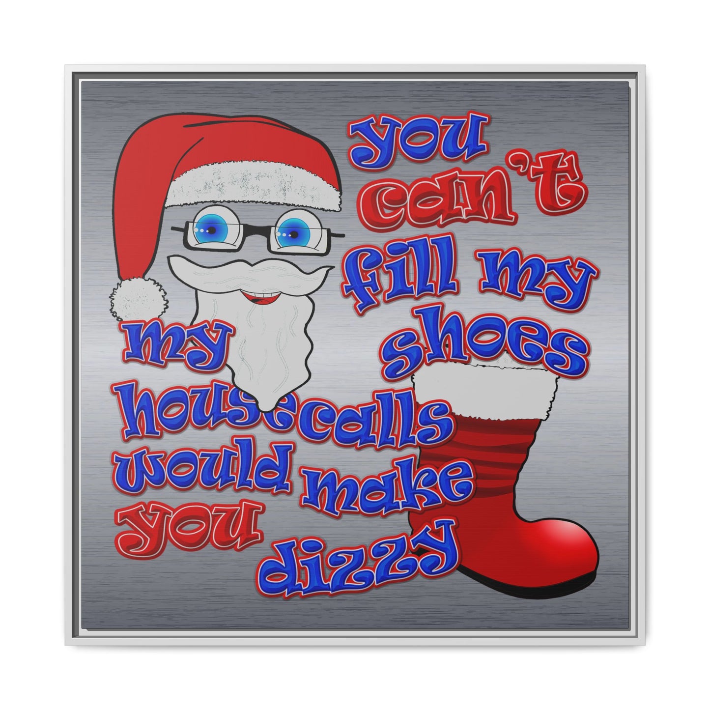 santa's shoes - framed canvas art (brushed nickel)