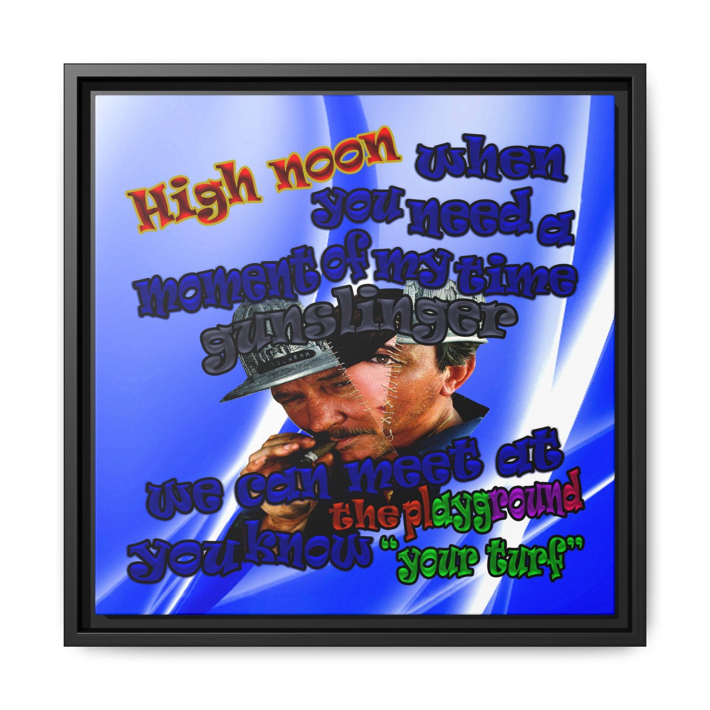 high noon - framed canvas art (blue-white wave)