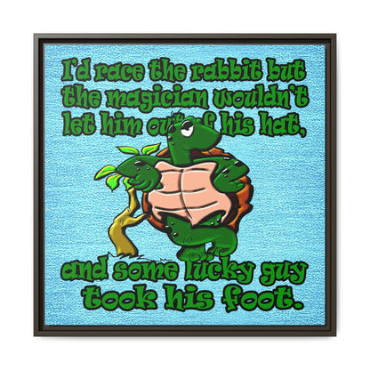 turtle race - framed canvas art (faded blue)