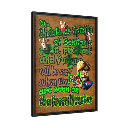 christmas spirits of boston - framed canvas art (brown papyrus)