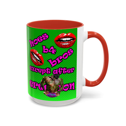 hoes b4 bros - Accent Mug (logo green)
