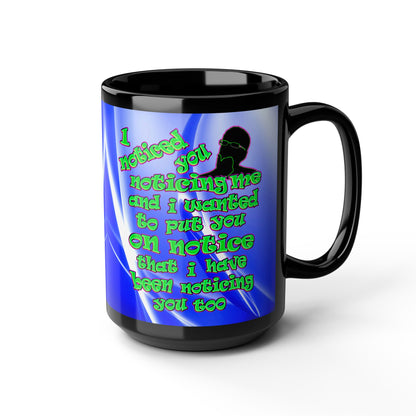 noticed you noticing - Black Mug (blue-white wave)