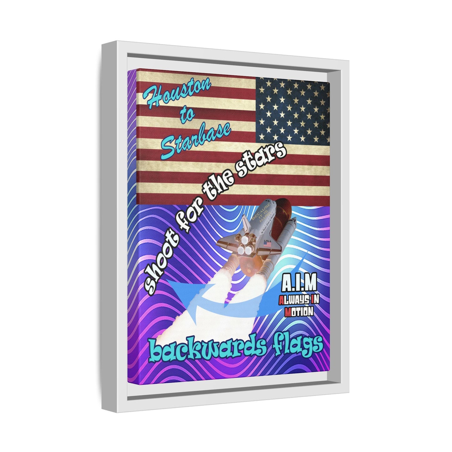 shoot for the stars - framed canvas art (purple wave)