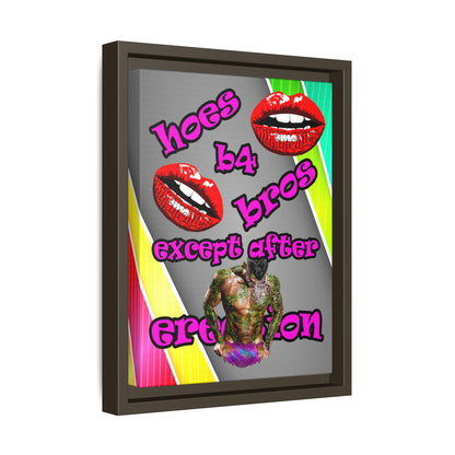 hoes b4 bros - framed canvas art (rainbow split)