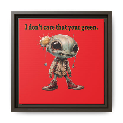 I don't care that your green - framed canvas art (red)