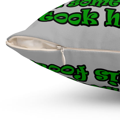 turtle race - Spun Polyester Square Pillow - (light grey)