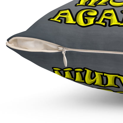 shoot the moon again - Spun Polyester Square Pillow - (grey-light grey)