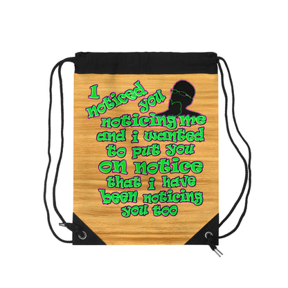 noticed you noticing - Drawstring Bag (butterscotch wood finish)