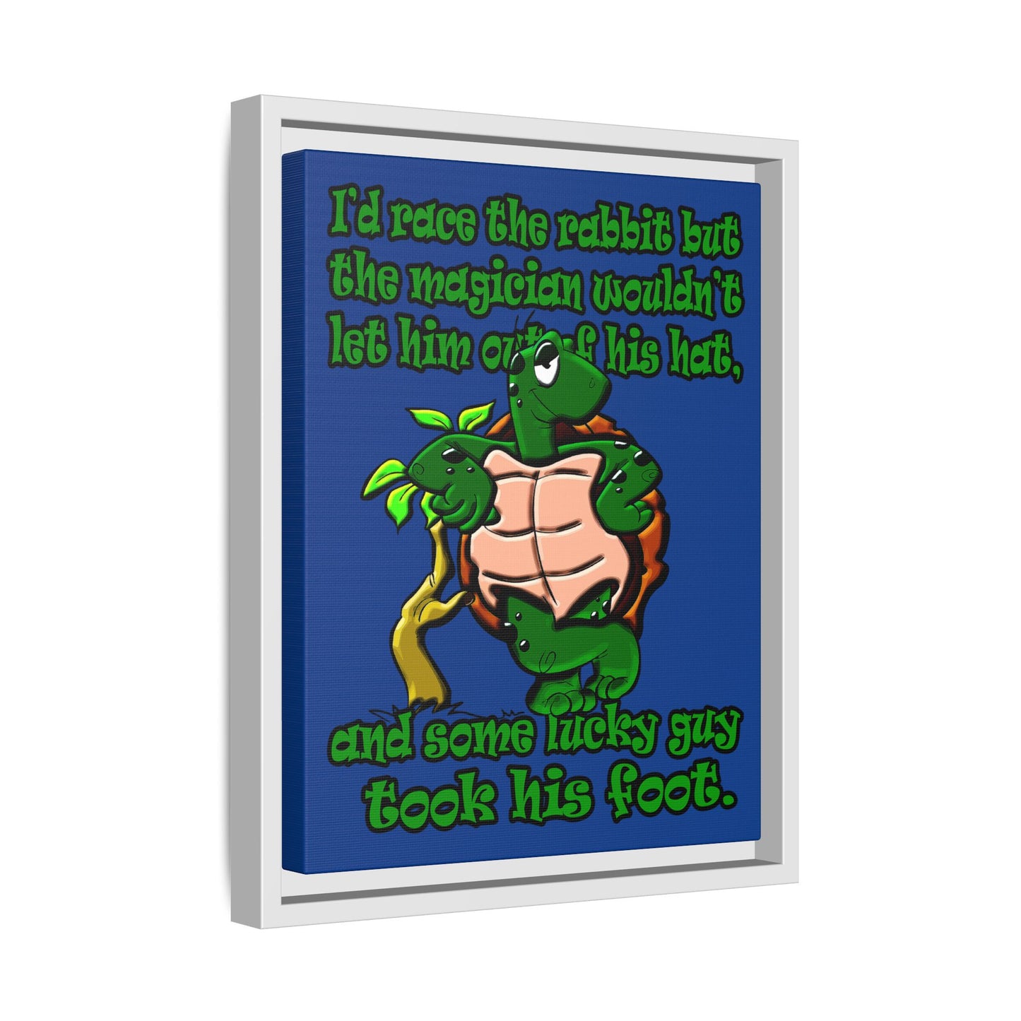 turtle race - framed canvas art (dark blue)