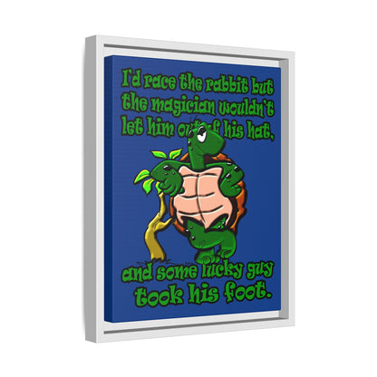 turtle race - framed canvas art (dark blue)