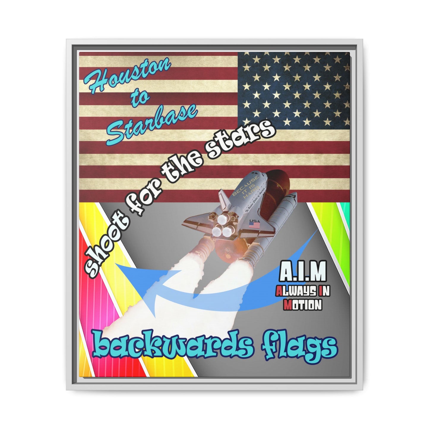 shoot for the stars - framed canvas art (rainbow split)