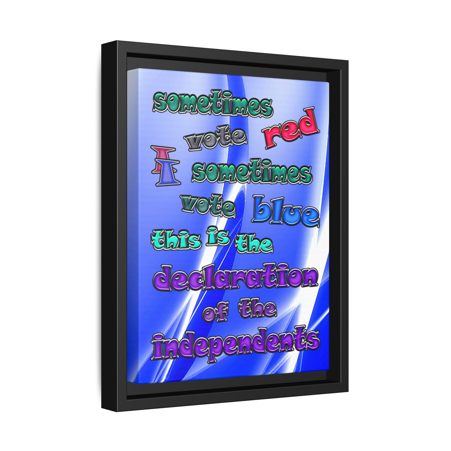 declaration of the independents - framed canvas art (blue-white wave)