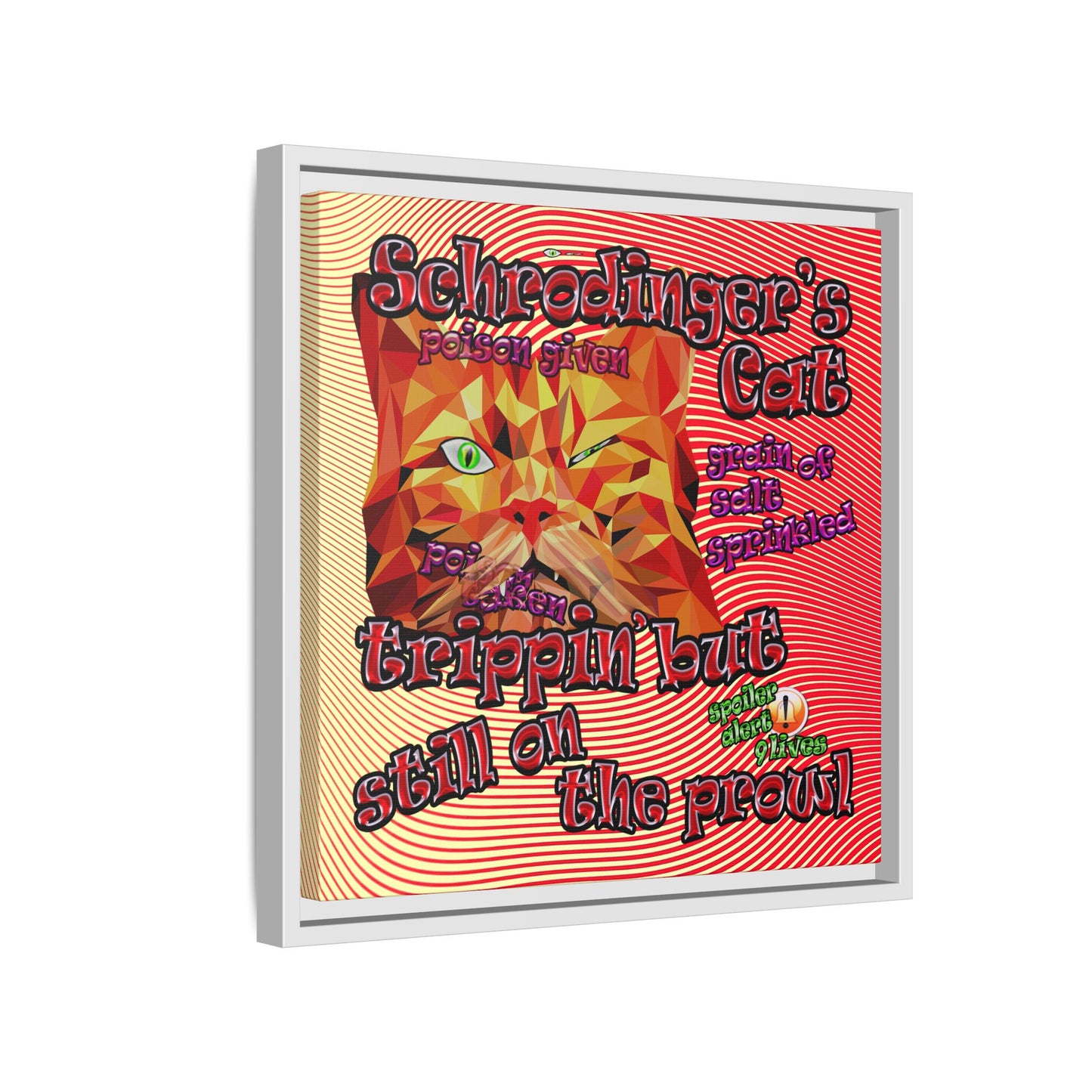 schrodinger's cat - framed canvas art (yellow-orange wave)