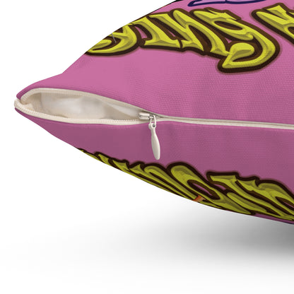 the bum's shit - Spun Polyester Square Pillow - (light pink)