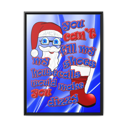 santa's shoes - framed canvas art (blue-white wave)