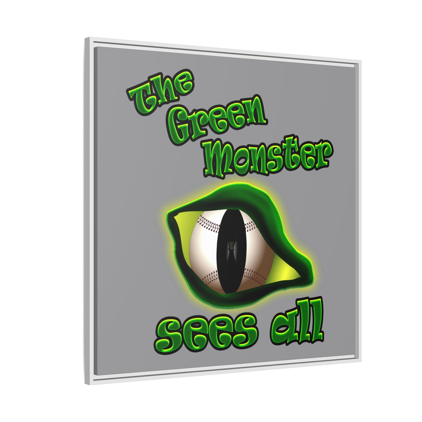 green monster - framed canvas art (grey)