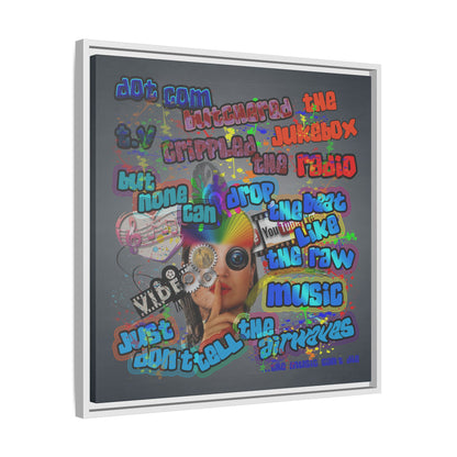 drop the beat - framed canvas art (grey-light grey)