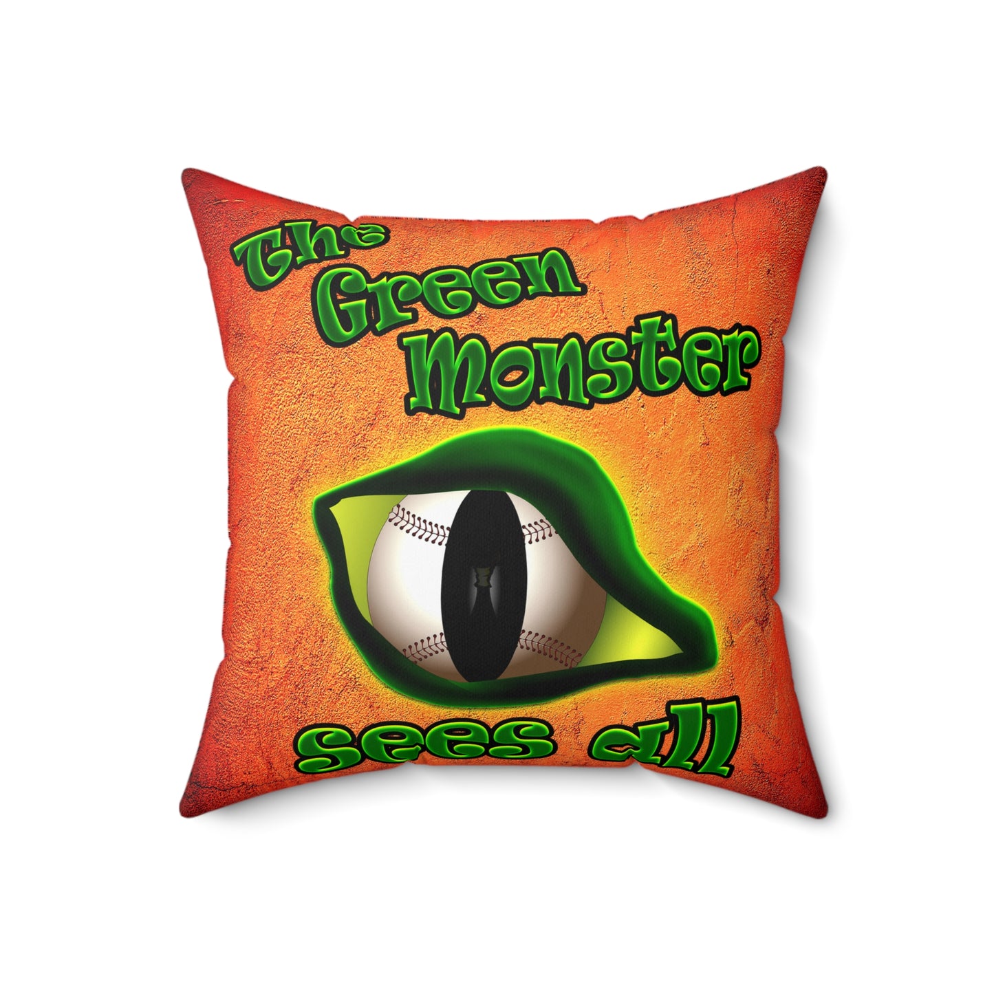 green monster - Spun Polyester Square Pillow - (burnt orange)