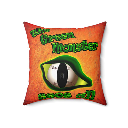 green monster - Spun Polyester Square Pillow - (burnt orange)