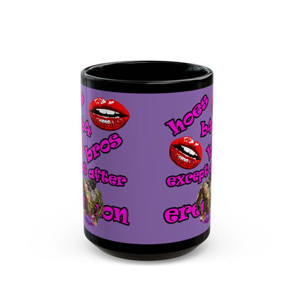 hoes b4 bros - Black Mug (light purple)