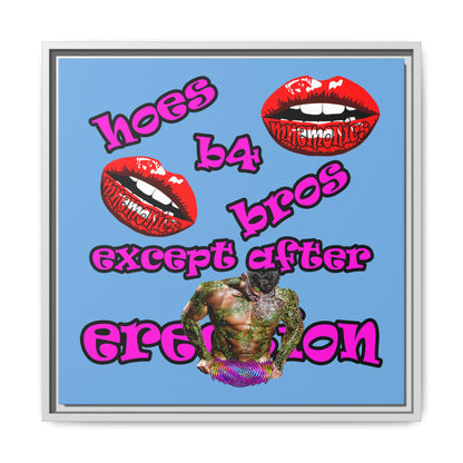 hoes b4 bros - framed canvas art (light blue)