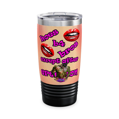 hoes b4 bros - Ringneck Tumbler, 20oz (yellow-orange wave)