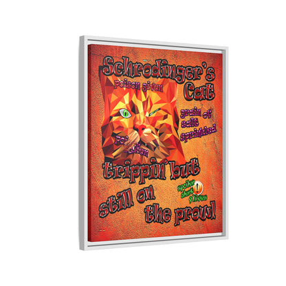 schrodinger's cat - framed canvas art (burnt orange)