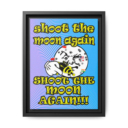shoot the moon again - framed canvas art (light blue-purple wave)